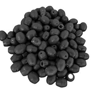 110+ BEADS Black Ceramic Cylinder 9-11 mm barrel bundle lot set handmade